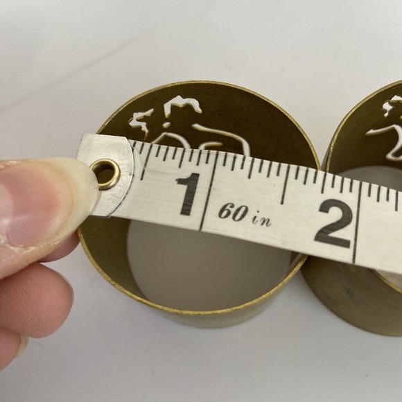 Moose Elk Napkin Rings Set of 4 Brass ? Gold Thin Cabin Weighty Cutout 1.75" EUC - Picture 5 of 6